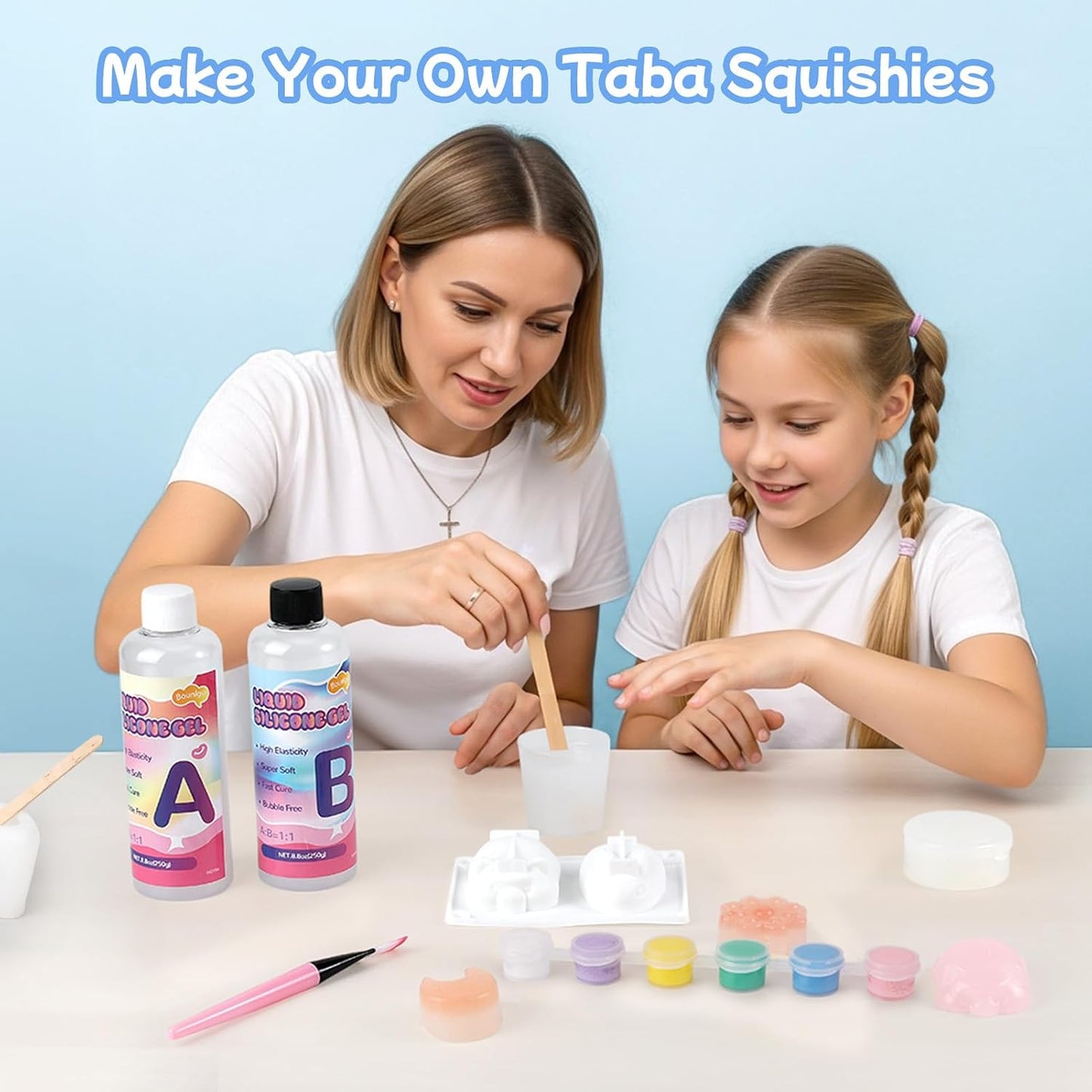 Taba Squishy Kit, Taba Squishy Making Kit for with Gift, 18Oz 1:1 AB Ratio Epoxy Resin Mix, Taba Squishes Mold for Making Your Own Squishies, Taba Squishes Pack for Stress Relief