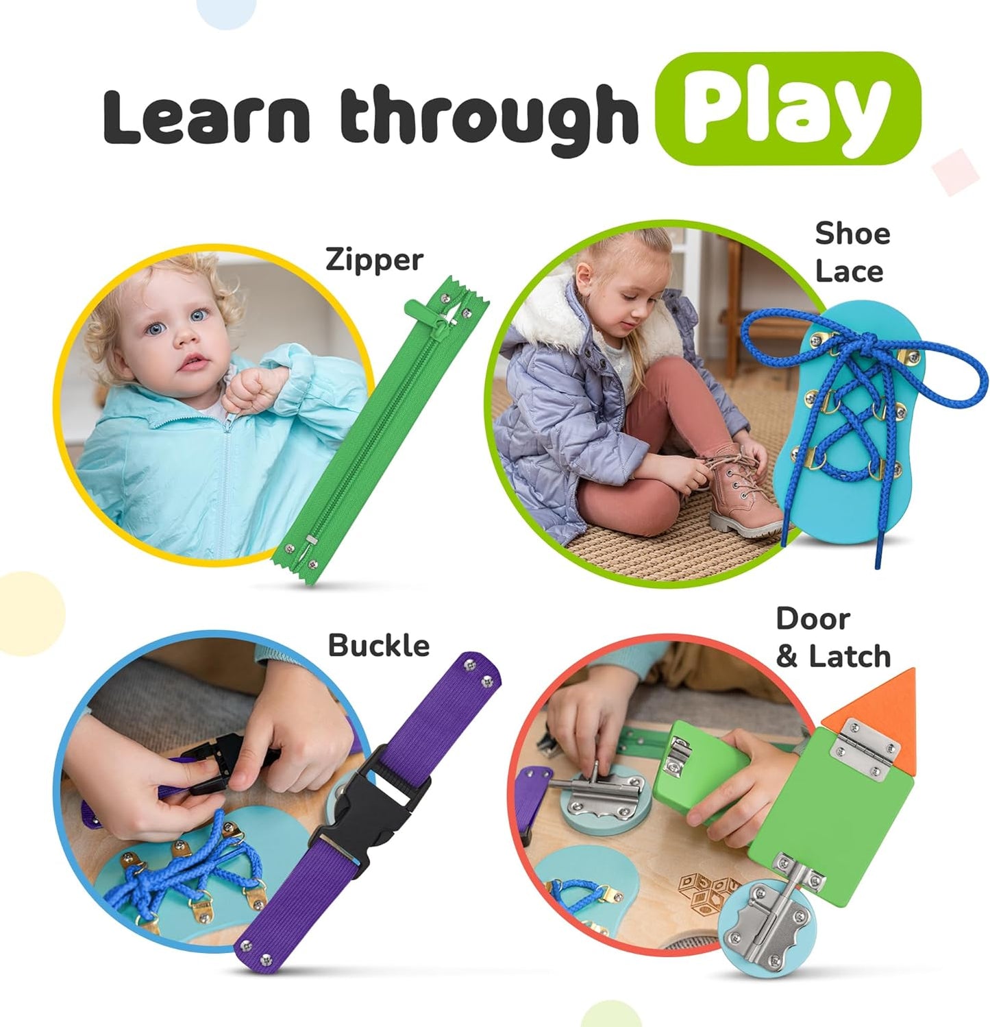 Toddler Busy Board, Premium Wooden Sensory Toy | Montessori Busy Board for Toddlers 3 Year Old with 10 Educational Activities for Fine Motor Skills, Travel Toy