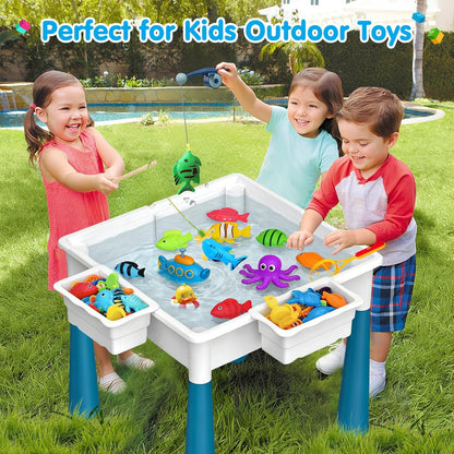 Kids Activity Table Toddlers Kids Table and Chair Set with 152Pcs Large Marble Run Building Blocks All in One Kid Play Water Tables Sand Tables, STEM Toys for Boys Girls 3 4 5 6 Year Old