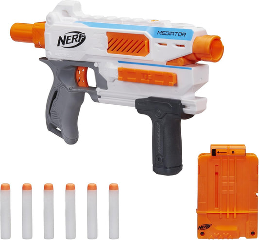 Nerf Modulus Mediator Blaster -- Fires 6 Darts in a Row, Pump Action, Slam Fire, Includes 6-Dart Clip and 6 Official Nerf Elite Darts (Amazon Exclusive)