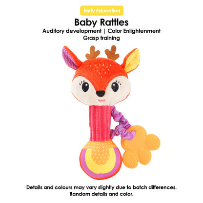 Baby Rattles Soft Stuffed Animal Rattle Hand Grip Baby Toys Shaker Crinkle Squeaky Sensory Soothing Toys Toddler Gifts