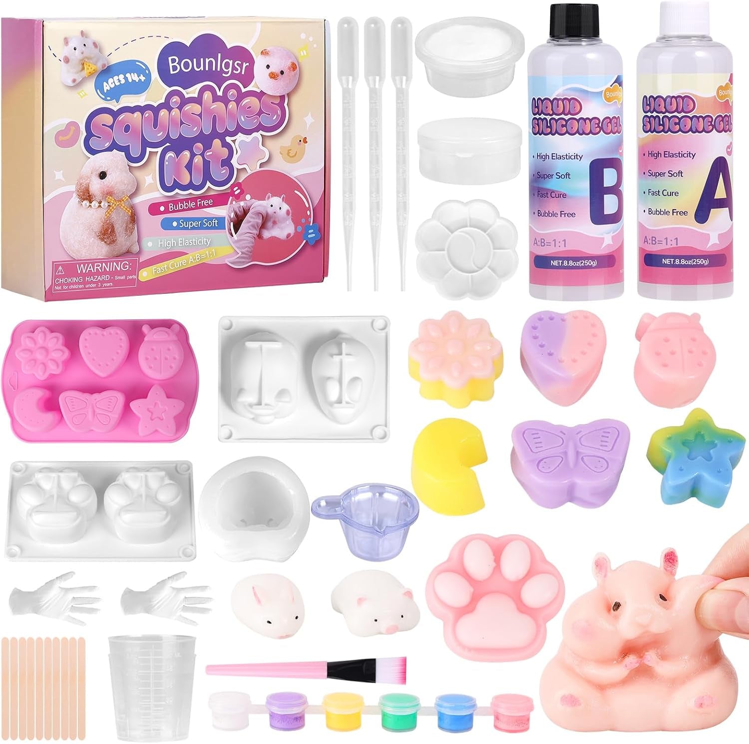 Taba Squishy Kit, Taba Squishy Making Kit for with Gift, 18Oz 1:1 AB Ratio Epoxy Resin Mix, Taba Squishes Mold for Making Your Own Squishies, Taba Squishes Pack for Stress Relief