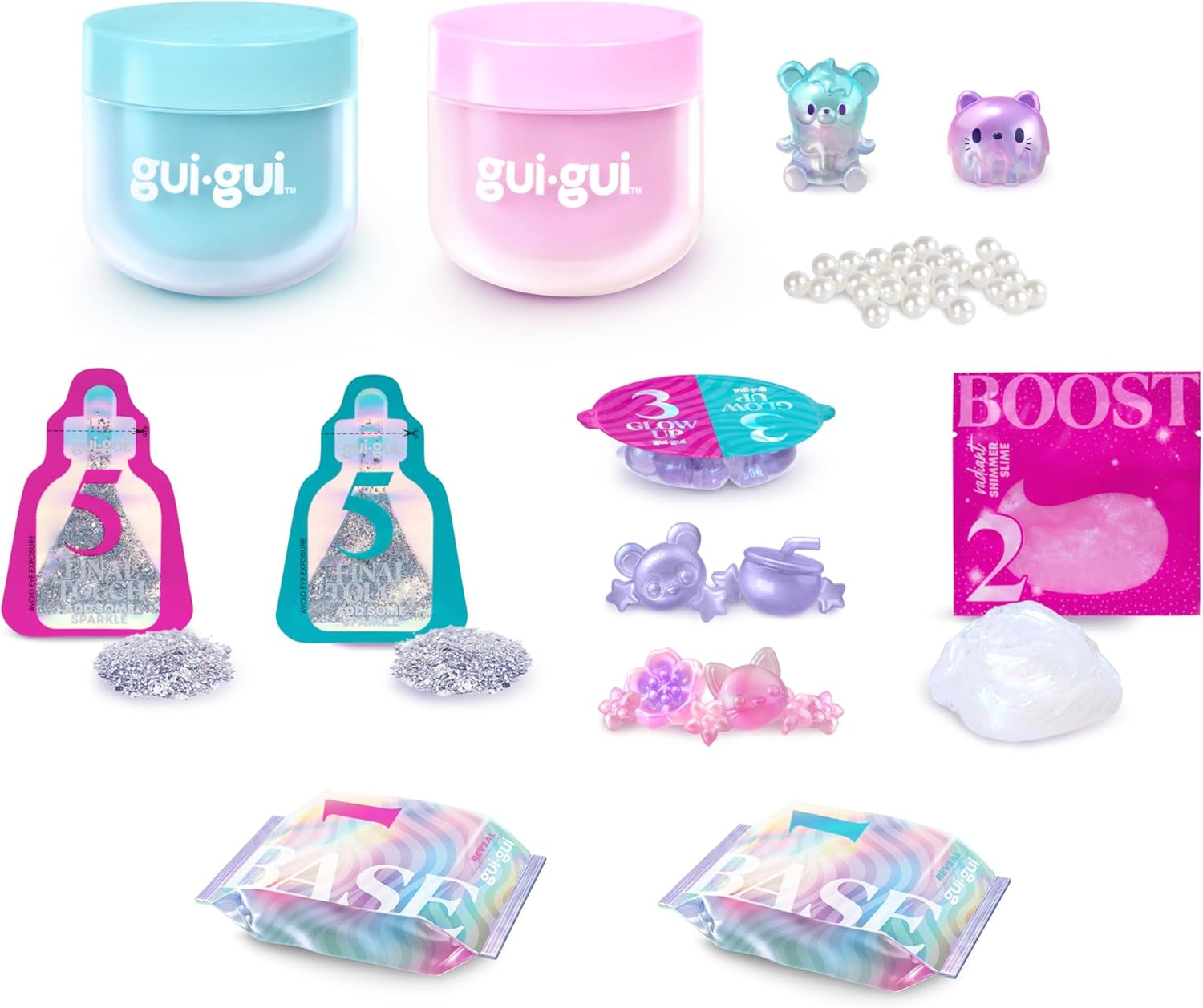 Slime Kit Shimmer Deluxe 2-Pack, Iridescent Slimes | Includes Shimmer & Crystal Pearl Slimes, Pearl Bead Booster, Glow-Up Sachets; Slime Kit for Girls Ages 6+