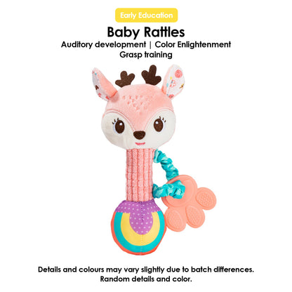 Baby Rattles Soft Stuffed Animal Rattle Hand Grip Baby Toys Shaker Crinkle Squeaky Sensory Soothing Toys Toddler Gifts