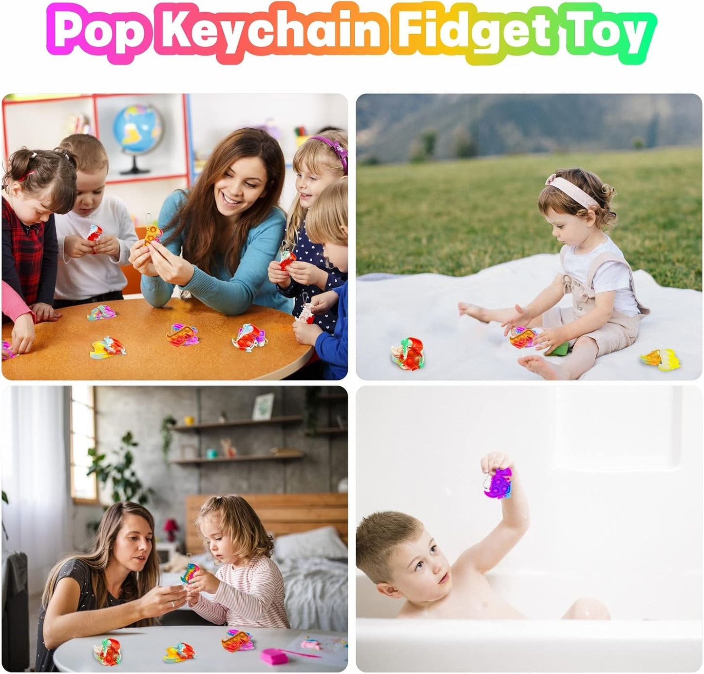 Dinosaur Pop Fidget Toys Bulk Its 30 Pack Dinosaur Party Favors for Kids 4-8 8-12 Mini Dino Pop Keychain It Fidget Toy Fidgets for Classroom Prizes Student Carnival Birthday Goodie Bag Stuffers Filler