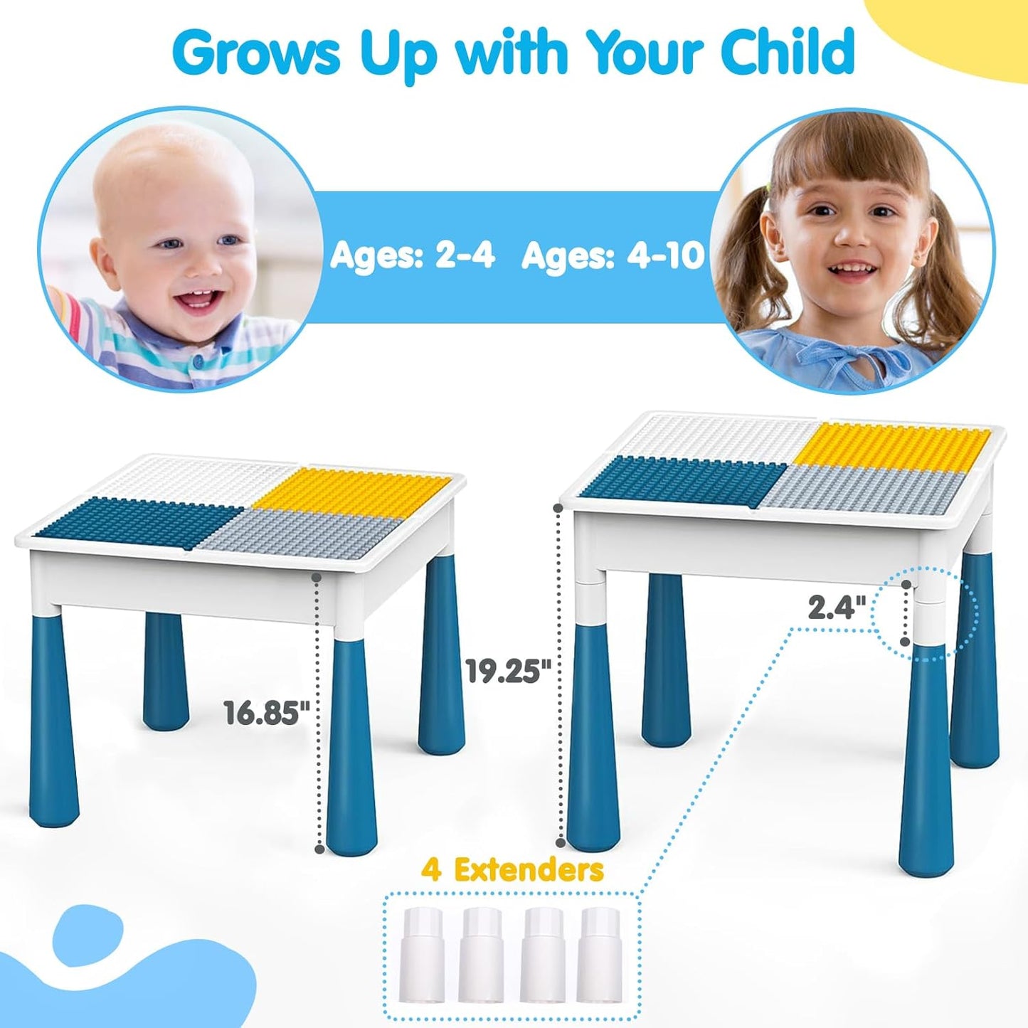 Kids Activity Table Toddlers Kids Table and Chair Set with 152Pcs Large Marble Run Building Blocks All in One Kid Play Water Tables Sand Tables, STEM Toys for Boys Girls 3 4 5 6 Year Old