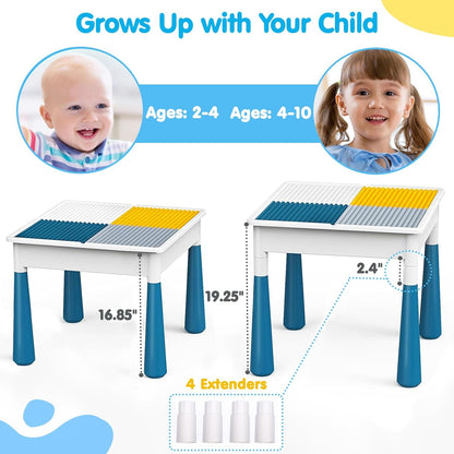 Kids Activity Table Toddlers Kids Table and Chair Set with 152Pcs Large Marble Run Building Blocks All in One Kid Play Water Tables Sand Tables, STEM Toys for Boys Girls 3 4 5 6 Year Old