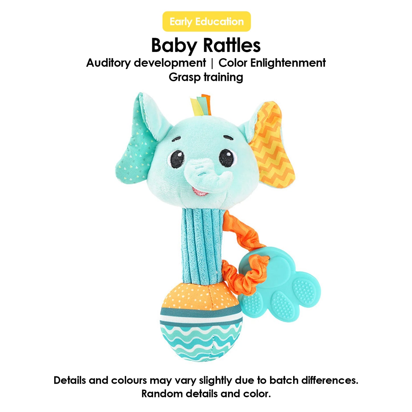 Baby Rattles Soft Stuffed Animal Rattle Hand Grip Baby Toys Shaker Crinkle Squeaky Sensory Soothing Toys Toddler Gifts