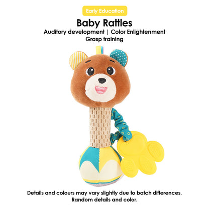 Baby Rattles Soft Stuffed Animal Rattle Hand Grip Baby Toys Shaker Crinkle Squeaky Sensory Soothing Toys Toddler Gifts