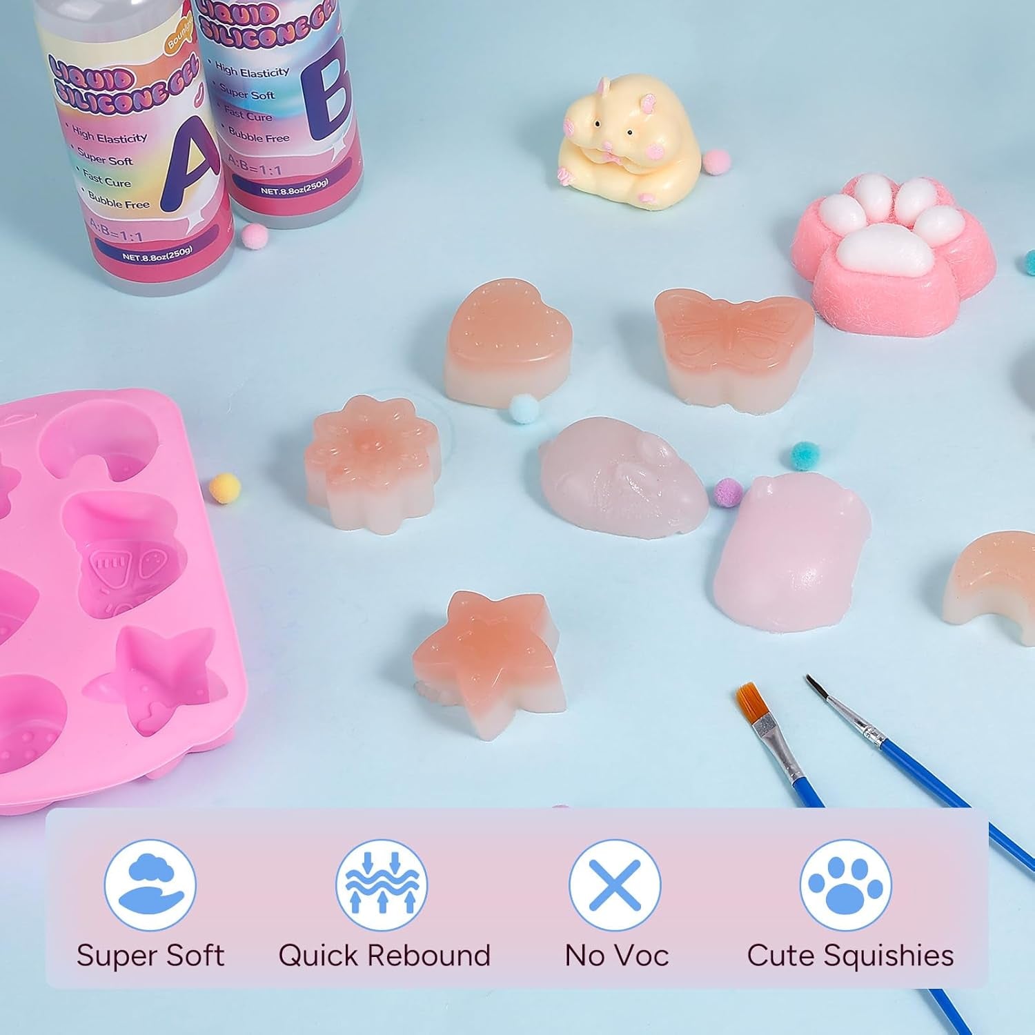Taba Squishy Kit, Taba Squishy Making Kit for with Gift, 18Oz 1:1 AB Ratio Epoxy Resin Mix, Taba Squishes Mold for Making Your Own Squishies, Taba Squishes Pack for Stress Relief