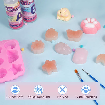 Taba Squishy Kit, Taba Squishy Making Kit for with Gift, 18Oz 1:1 AB Ratio Epoxy Resin Mix, Taba Squishes Mold for Making Your Own Squishies, Taba Squishes Pack for Stress Relief