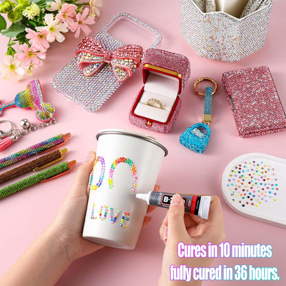 54000Pcs Bedazzling Kit with 6 Box - 72 Colors Resin Jelly Rhinestones, 4×10Ml B7000 Jewelry Glue Multicolor 3Mm Flatback Sparkling Gems for Nail Art, Crafts, Clothing, Diamond Painting