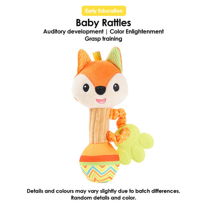 Baby Rattles Soft Stuffed Animal Rattle Hand Grip Baby Toys Shaker Crinkle Squeaky Sensory Soothing Toys Toddler Gifts