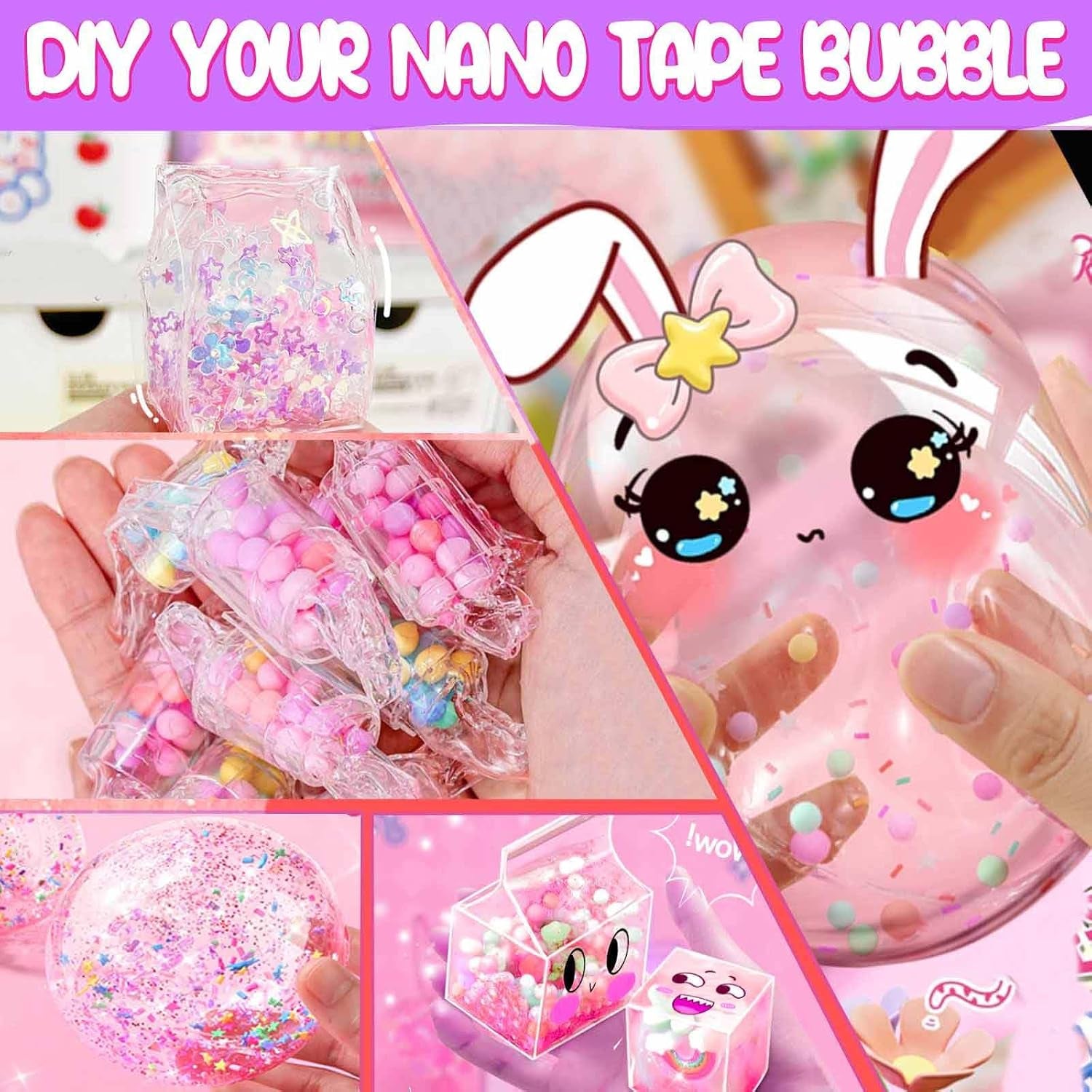 Nano Tape Bubble Kit for Kids, DIY Squishy Stress Ball Making Maker Kit, Birthday Gifts for 4 5 6 7 8 9 10 11 12 Year Old Girls Girl Grandkids, Kids Toys for Girls 4-6 6-8 7-8 8-10 10-12